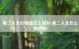 第二人生心情值怎么提升(第二人生怎么加心情)