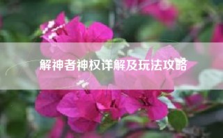 解神者神权详解及玩法攻略