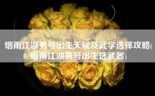 烟雨江湖男号出生天赋及武学选择攻略(烟雨江湖男号出生选武器)