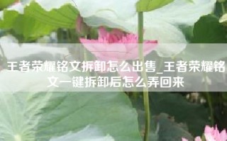 王者荣耀铭文拆卸怎么出售_王者荣耀铭文一键拆卸后怎么弄回来