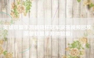 英雄联盟手游破晓杯冠军决赛视频回放(英雄联盟手游体验服)