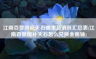 江南百景图补天石需求及消耗汇总表(江南百景图补天石怎么兑换金画轴)