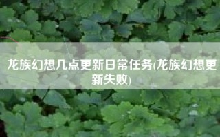 龙族幻想几点更新日常任务(龙族幻想更新失败)