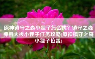 原神镇守之森小狸子怎么找？镇守之森神樱大祓小狸子任务攻略(原神镇守之森小狸子位置)