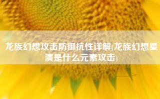 龙族幻想攻击防御抗性详解(龙族幻想星演是什么元素攻击)
