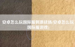 安卓怎么玩国际服刺激战场(安卓怎么玩国际服游戏)