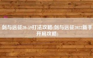 剑与远征20-59打法攻略(剑与远征2022新手开局攻略)