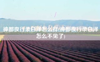 神都夜行录白泽怎么样(神都夜行录白泽怎么不见了)