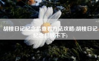 胡桃日记纪念品查看方法攻略(胡桃日记纪念品放不下)