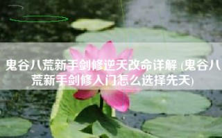 鬼谷八荒新手剑修逆天改命详解 (鬼谷八荒新手剑修入门怎么选择先天)