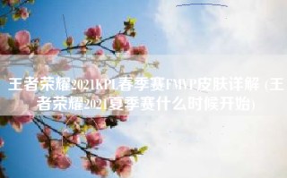 王者荣耀2021KPL春季赛FMVP皮肤详解 (王者荣耀2021夏季赛什么时候开始)