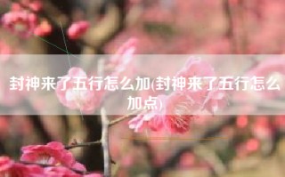 封神来了五行怎么加(封神来了五行怎么加点)