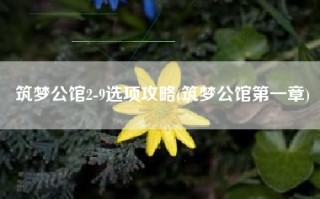 筑梦公馆2-9选项攻略(筑梦公馆第一章)