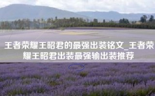 王者荣耀王昭君的最强出装铭文_王者荣耀王昭君出装最强输出装推荐