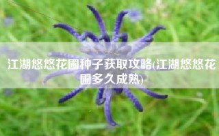 江湖悠悠花圃种子获取攻略(江湖悠悠花圃多久成熟)