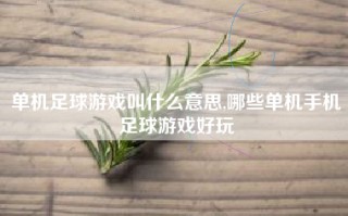 单机足球游戏叫什么意思,哪些单机手机足球游戏好玩