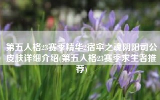 第五人格23赛季精华2宿伞之魂阴阳司公皮肤详细介绍(第五人格23赛季求生者推荐)