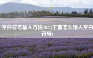 空白符号输入方法2022(王者怎么输入空白符号)