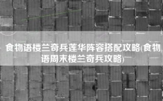 食物语楼兰奇兵莲华阵容搭配攻略(食物语周末楼兰奇兵攻略)