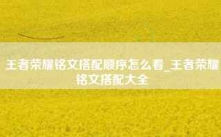 王者荣耀铭文搭配顺序怎么看_王者荣耀铭文搭配大全