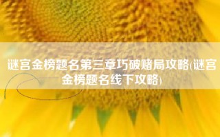 谜宫金榜题名第三章巧破赌局攻略(谜宫金榜题名线下攻略)