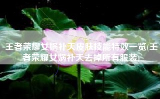 王者荣耀女娲补天皮肤技能特效一览(王者荣耀女娲补天去掉所有服装)