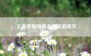 王者荣耀镜暴击流出装铭文