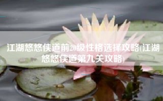 江湖悠悠侠道前20级性格选择攻略(江湖悠悠侠道第九关攻略)