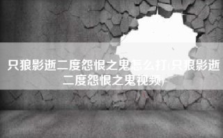 只狼影逝二度怨恨之鬼怎么打(只狼影逝二度怨恨之鬼视频)