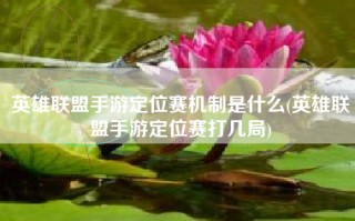 英雄联盟手游定位赛机制是什么(英雄联盟手游定位赛打几局)