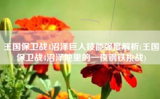 王国保卫战4沼泽巨人技能强度解析(王国保卫战4沼泽地里的一夜钢铁挑战)