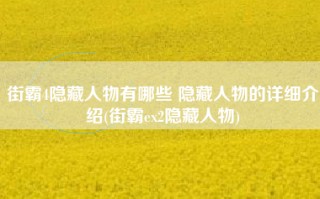 街霸4隐藏人物有哪些 隐藏人物的详细介绍(街霸ex2隐藏人物)