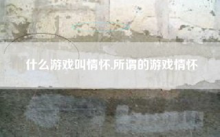 什么游戏叫情怀,所谓的游戏情怀