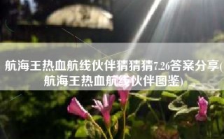 航海王热血航线伙伴猜猜猜7.26答案分享(航海王热血航线伙伴图鉴)