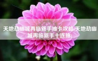 天地劫幽城再临新手抽卡攻略(天地劫幽城再临新手十连抽)