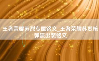 王者荣耀苏烈专属铭文_王者荣耀苏烈核弹流出装铭文