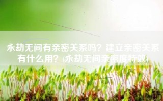 永劫无间有亲密关系吗？建立亲密关系有什么用？(永劫无间亲密度特效)