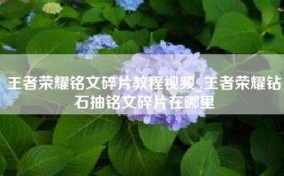 王者荣耀铭文碎片教程视频_王者荣耀钻石抽铭文碎片在哪里