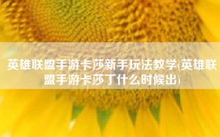 英雄联盟手游卡莎新手玩法教学(英雄联盟手游卡莎丁什么时候出)
