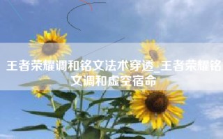 王者荣耀调和铭文法术穿透_王者荣耀铭文调和虚空宿命