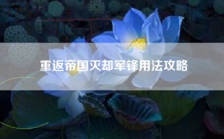 重返帝国灭却军锋用法攻略