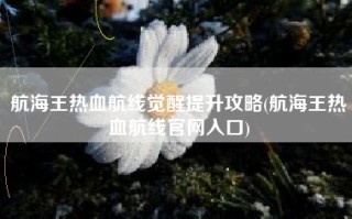 航海王热血航线觉醒提升攻略(航海王热血航线官网入口)