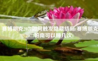 赛博朋克2077如何触发隐藏结局(赛博朋克2077帕南可以睡几次)