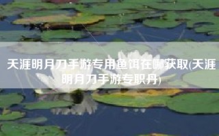 天涯明月刀手游专用鱼饵在哪获取(天涯明月刀手游专职丹)