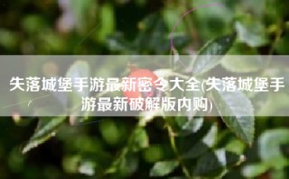 失落城堡手游最新密令大全(失落城堡手游最新破解版内购)