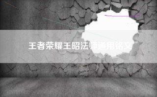 王者荣耀王昭法师通用铭文