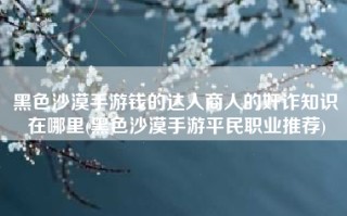 黑色沙漠手游钱的达人商人的奸诈知识在哪里(黑色沙漠手游平民职业推荐)