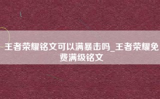 王者荣耀铭文可以满暴击吗_王者荣耀免费满级铭文