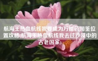航海王热血航线我要成为万能药图鉴位置攻略(航海王热血航线我去过沙漠中的古老国家)