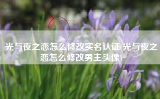 光与夜之恋怎么修改实名认证(光与夜之恋怎么修改男主头像)